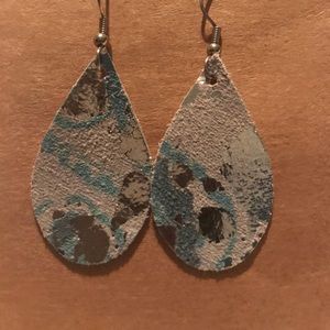 Small Tear Drop Leather Earrings